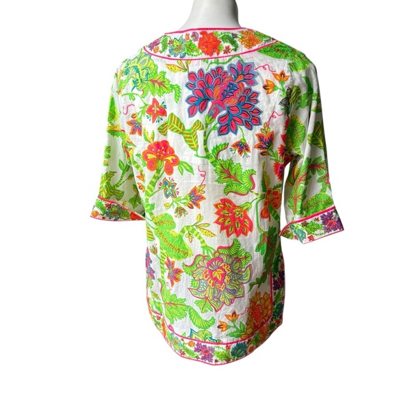 Gretchen Scott - Glorious Split Neck Tunic in Multi Bright, Sz S - Picture 5 of 13